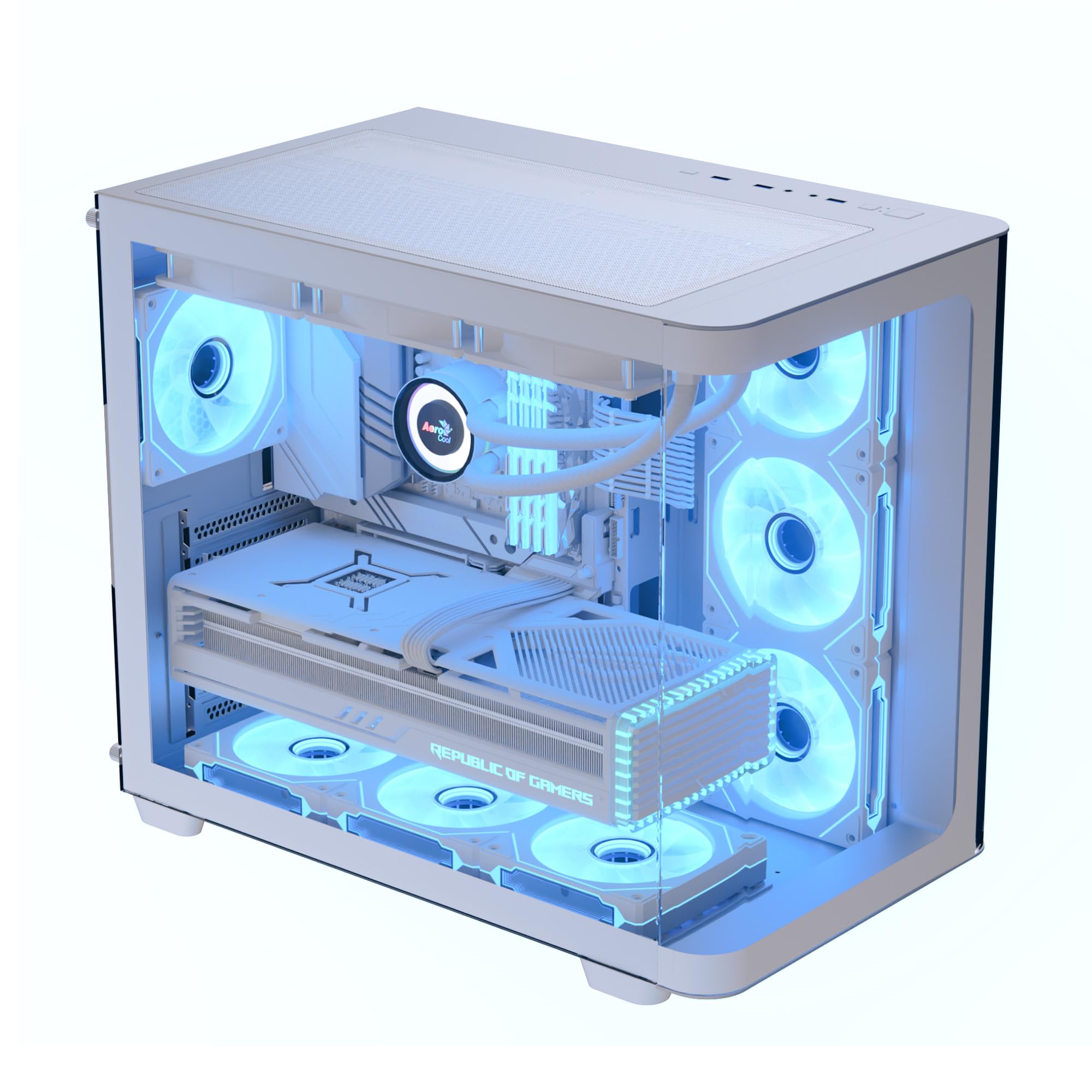 AeroCool GEH Midi P500C-G-WT-V1 o.N. Full Tempered Glas (Wh)