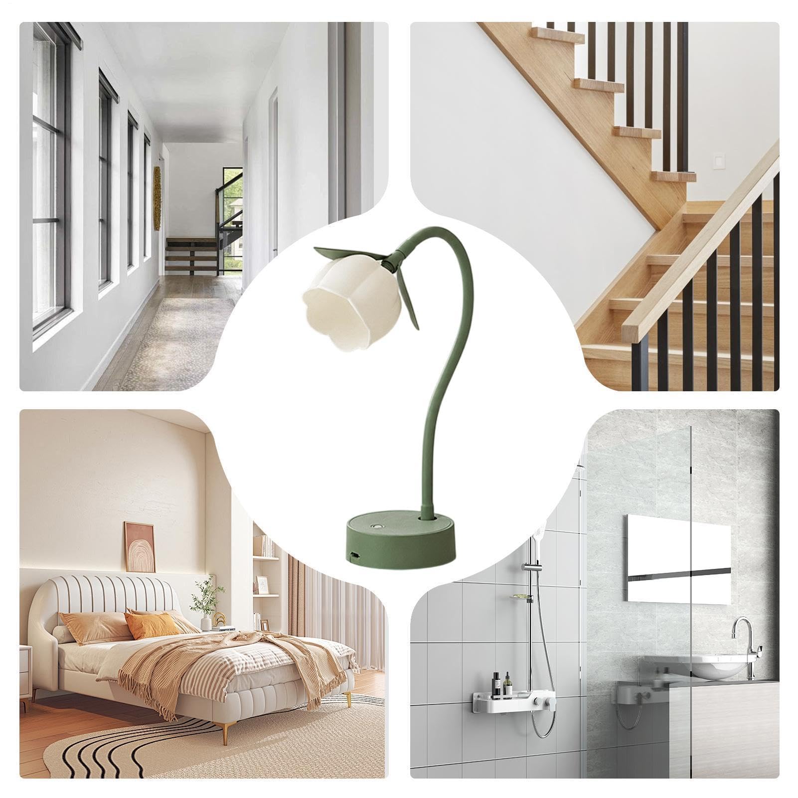 Aplique de Pared de Flor Luz Nocturna Inalámbrica con Cuello de Ganso