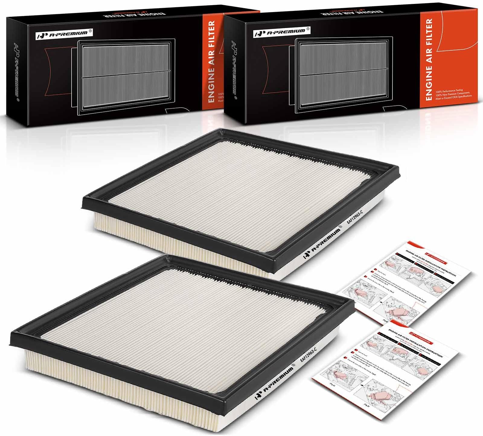 A-Premium 2-PC Engine Air Filter Compatible with Toyota Tundra 2022-2023, Sequoia 2023, 3.4L, Replace# 17801-F4010, 17801F4010