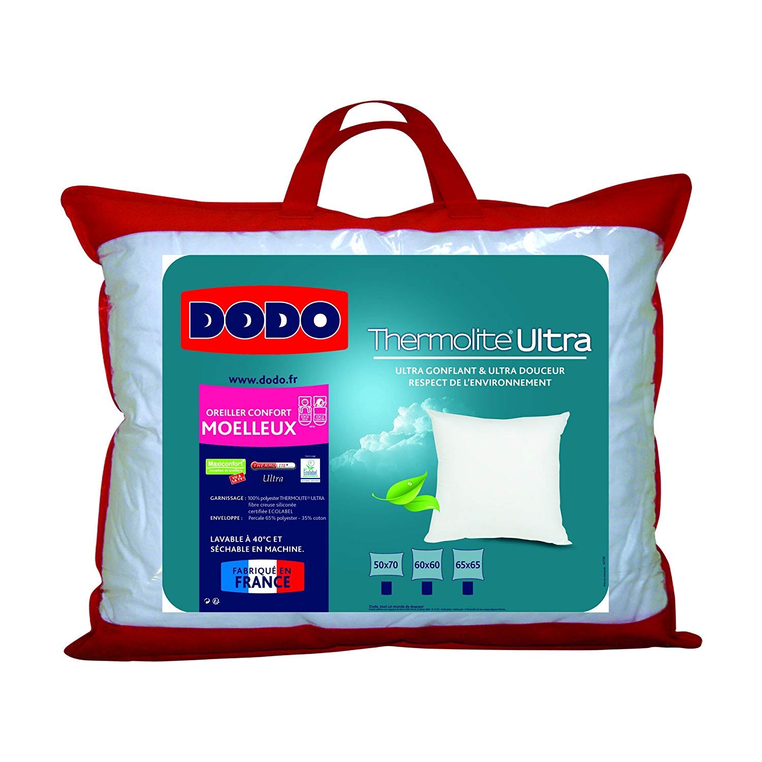 Oreiller 60x60 DODO lavable en machine pour lit douillet