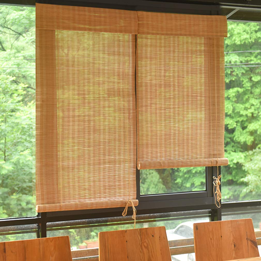 Bambusrollos Raffrollo,Bambus-Roll-Up-Jalousie-Sonnenschutz/Sichtschutz Rollo,Lichtfilter Bambus-Rollo für Wohnzimmer/Büro/Balkon/Raumteiler,mit Armaturen,Anpassbar(100x180cm/39x71in)