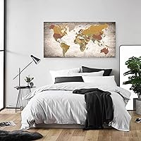 Vista 5 de B0575 - Póster de mapa del mundo, lienzo para pared, diseño moderno de mapa enmarcado del mundo, decoración de oficina en casa, mapas, impresiones