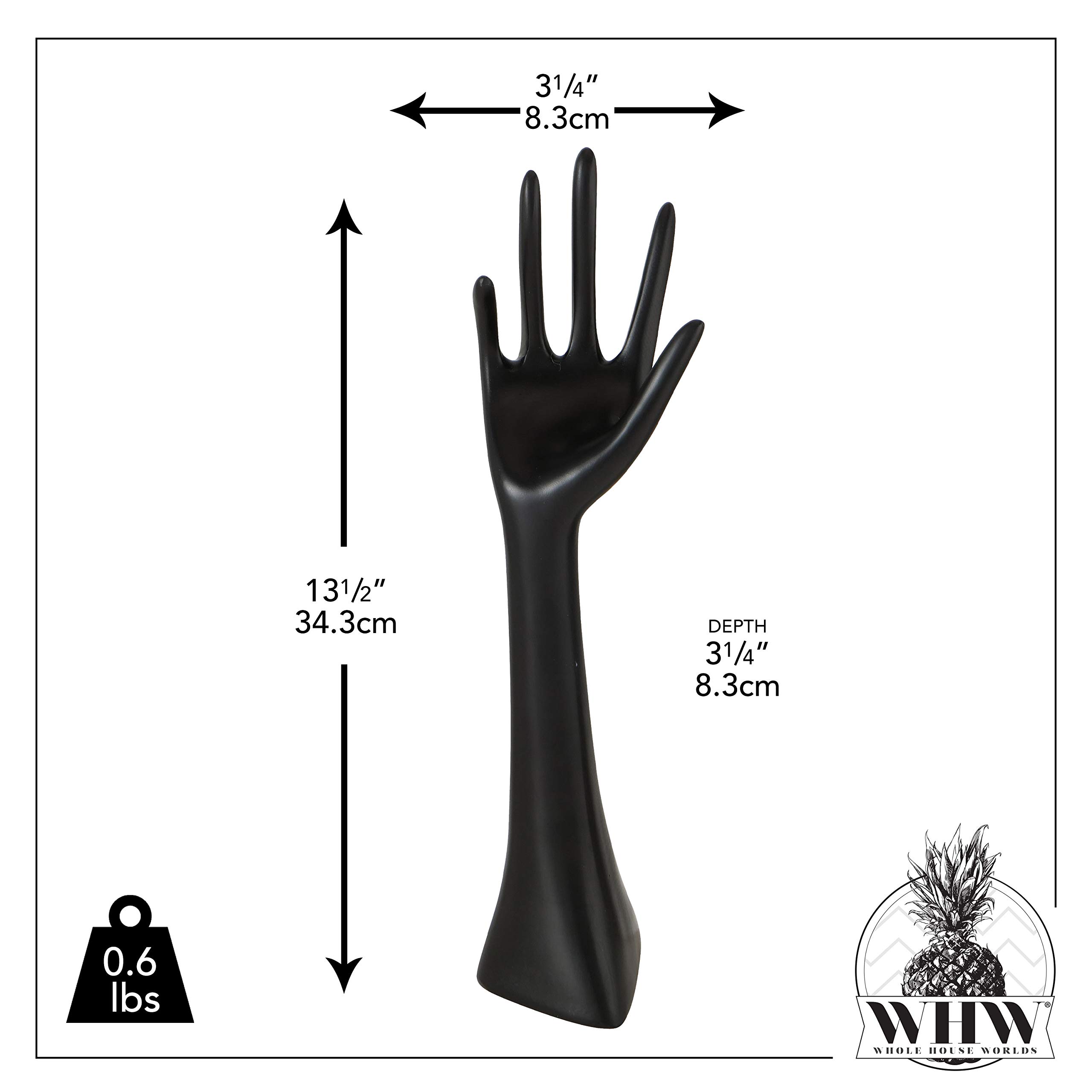 Organizer Hand, Jewelry and Eye Glasses Holder, Ring Stand, Necklace Display, Dresser Top or Vanity Piece, Black, Sculptural, Form, Artisan Cast Poly Resin, Approximately 14 Inches Tall