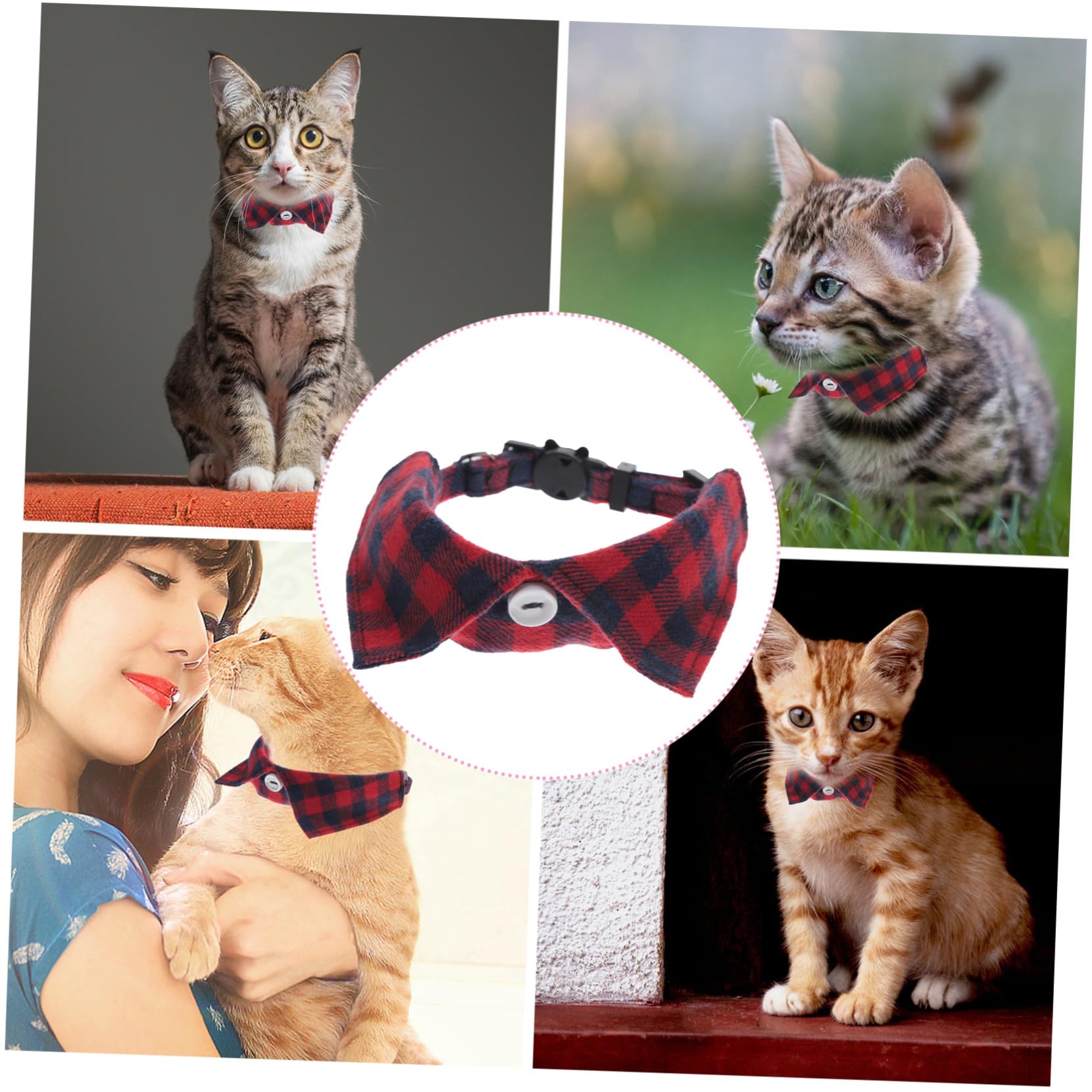 Happyyami 5stücke Verstellbares Katzenhalsband Mit Glocke Und Süßem Krawatten-Design Für Tägliche Nutzung Partys Und Fotoshootings Sicher Und Langlebig Für Katzen Und Kätzchen
