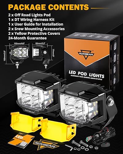 Miniatura 9 de Auxbeam Cápsulas de luz LED cuadradas de 4 pulgadas, 92 W 8960 lúmenes, luces de trabajo combinadas con luces de disparo de doble cara con DRL