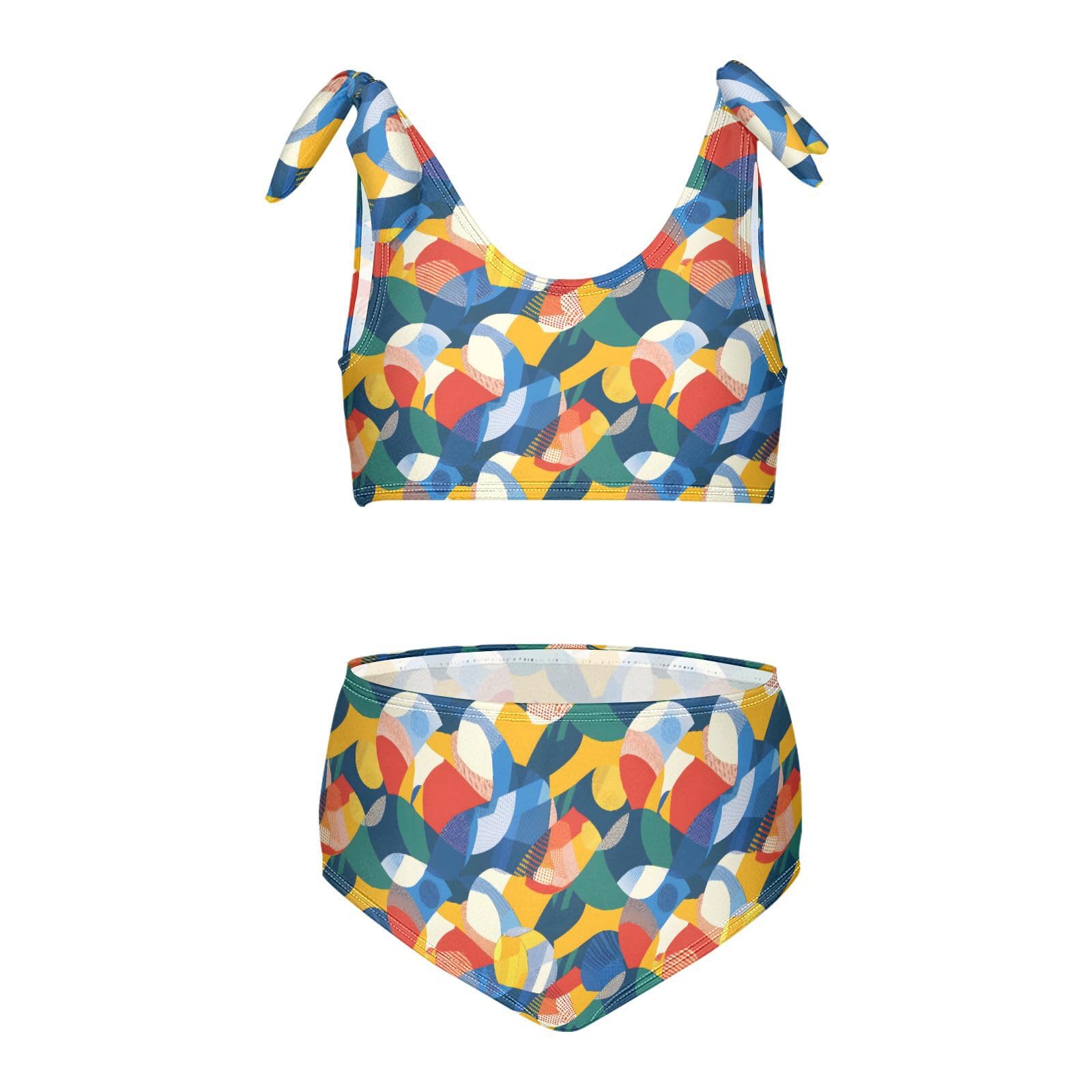 Abstract Colorful Pattern Girls Two Piece Tankini Swimsuits Summer Bathing Suit Beach Swimwear Set, 3T