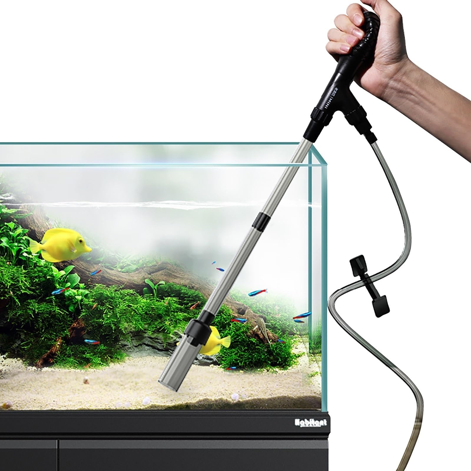 Limpiador de grava para acuarios, bomba de sifón automática para limpieza eficiente de sustratos y herramienta de cambio de agua para peceras
