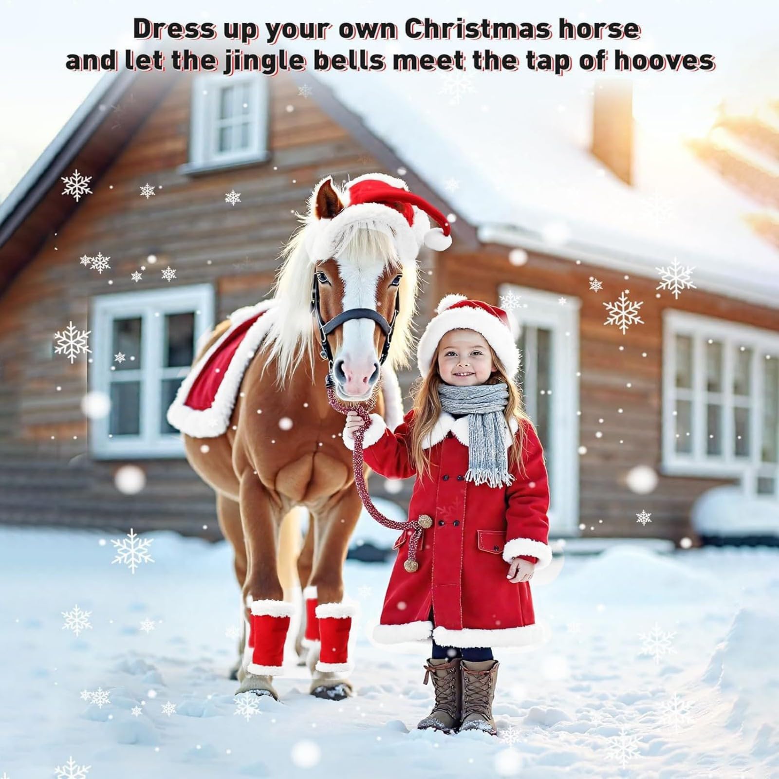 Festives - Vendas para caballos de alta calidad, cómodas para entrenamiento largo y celebración de Navidad, accesorios de equitación de Navidad