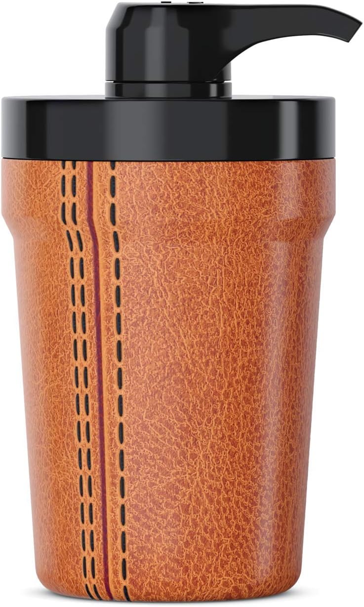 Portable Hand Sanitizer Dispenser for Car Cup Holders (Tan Leather Look)