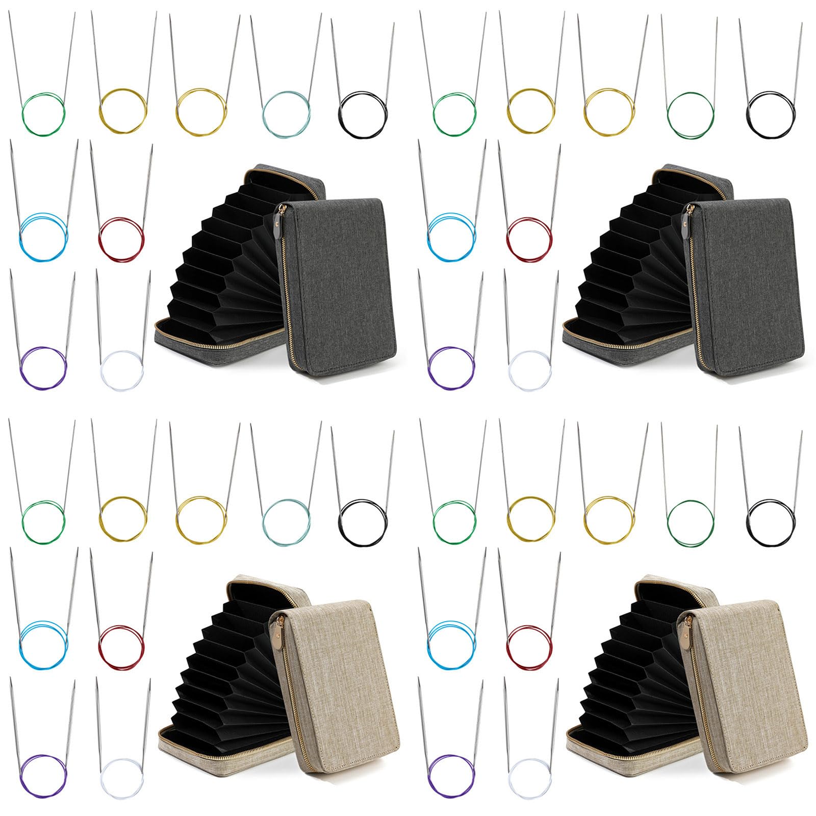 9 paia di ferri circolari in acciaio inossidabile con cavo per maglioni, sciarpe, guanti, coperte, borse, lavori a maglia, 2,25 mm-5,0 mm, sonde circolari in acciaio inossidabile
