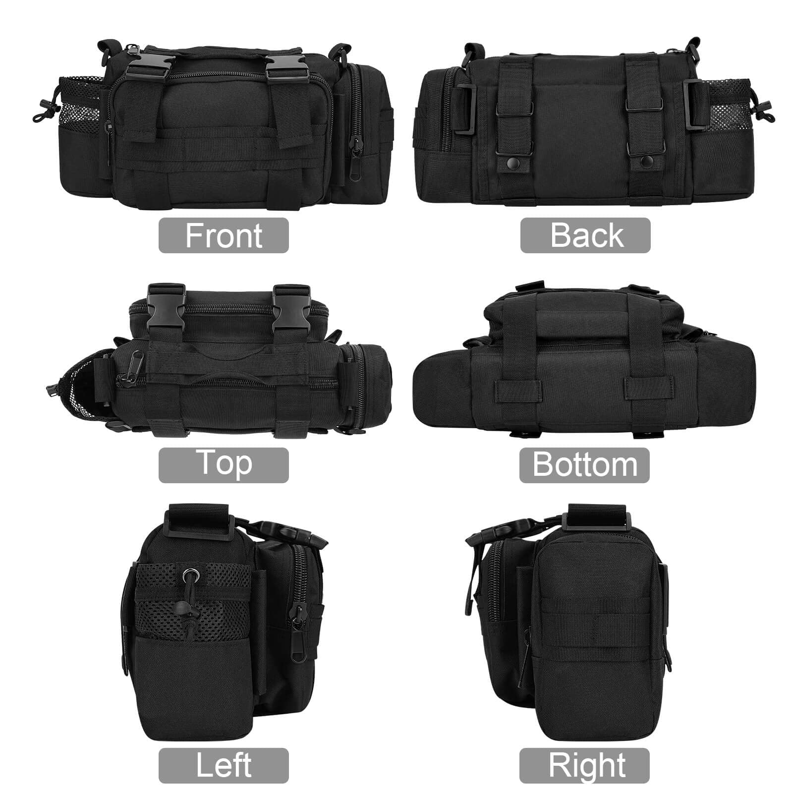 BraveHawk OUTDOORS Torba na kierownicę rowerową, nylon 900D, Oxford, wielofunkcyjna, taktyczna, na talię, wytrzymała, wodoodporna, MOLLE, do użytku na zewnątrz, do jazdy na rowerze, wędrówek, rozmiar