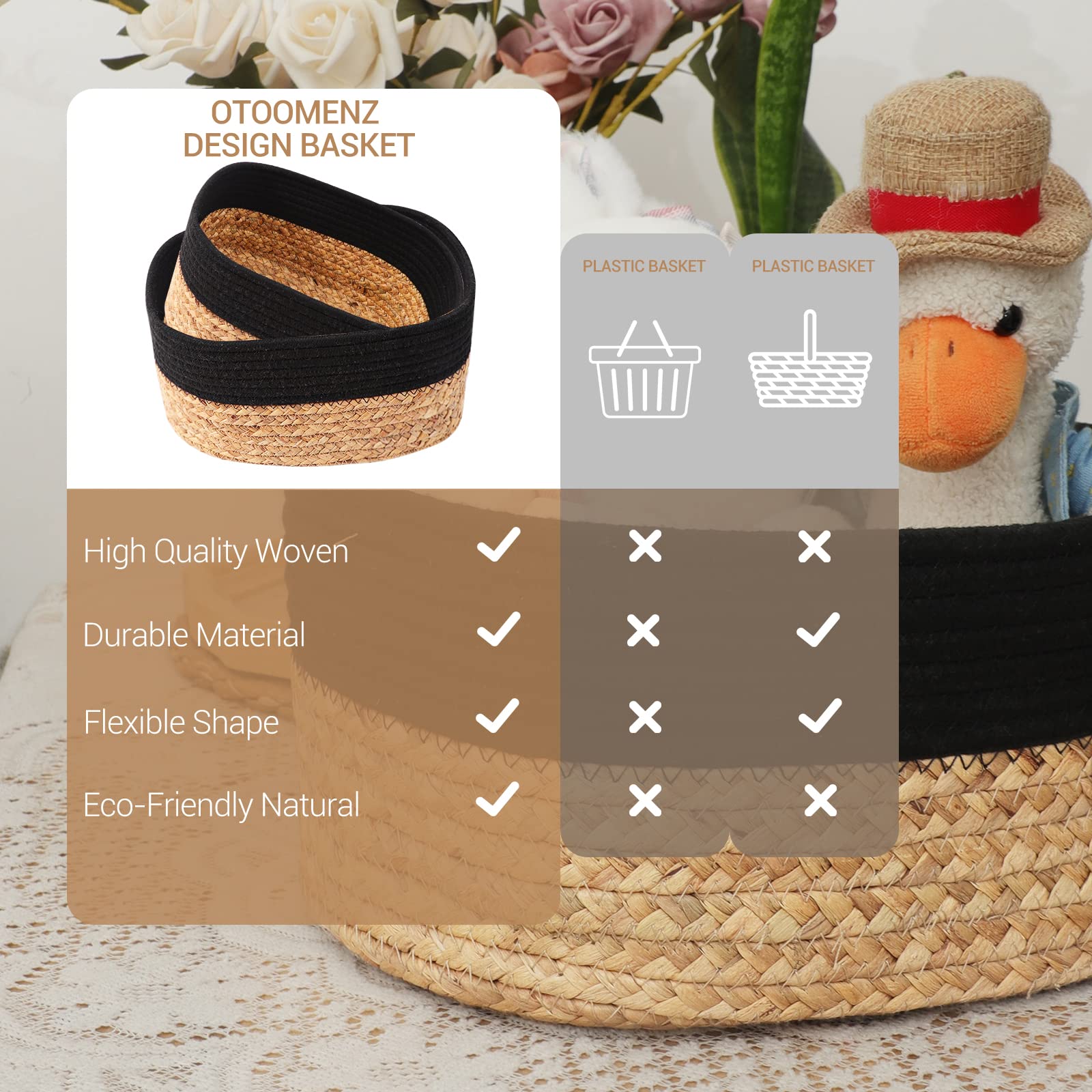 Lannvan Set di 4 Cestini Portaoggetti,Cestino Portaoggetti in Corda di Cotone e Giacinto d'acqua per Bambini Bambina,Impilabile Organizer Fasciatoio,Cesto Portaoggetti Ceste Portaoggetti per Bagno
