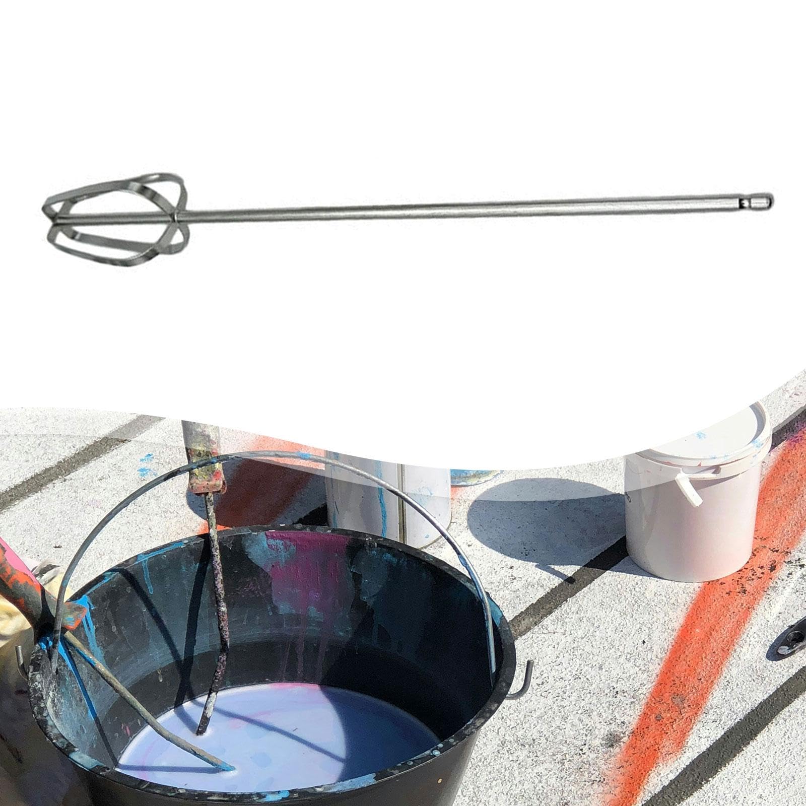 Varilla Mezcladora de Hormigón Herramienta de Acero Inoxidable para Taladro Eficiente en Mezcla de Pintura Cemento Y Arena Adecuada para Talleres Domé, 28cm