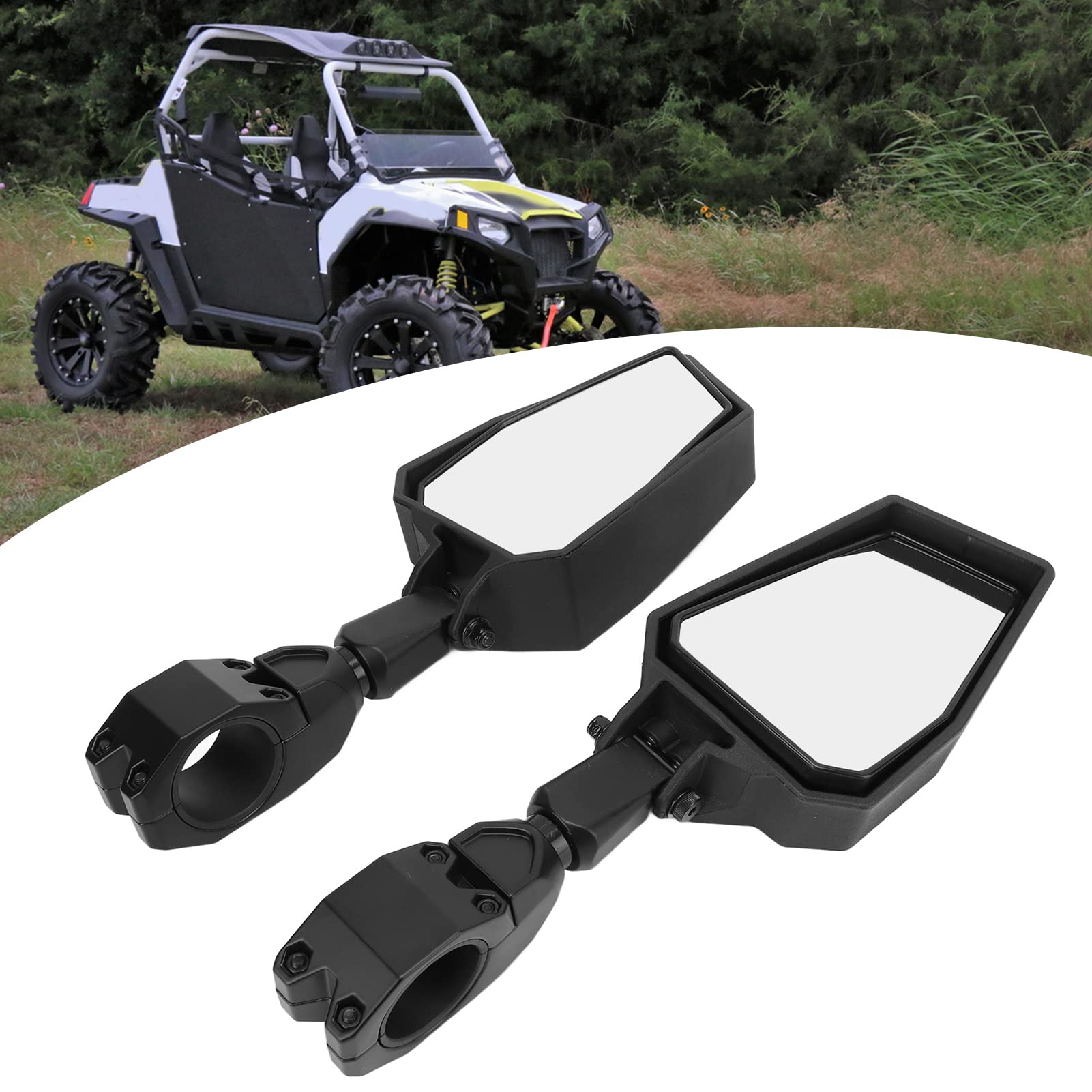 Akozon Motorrad Spiegel, Moped Spiegel UTV Seite Rückspiegel 180° einstellbar 1,75 Zoll Lenkerendenspiegel für 800 900 1000 XP/für Rhinos 450 660 700/für
