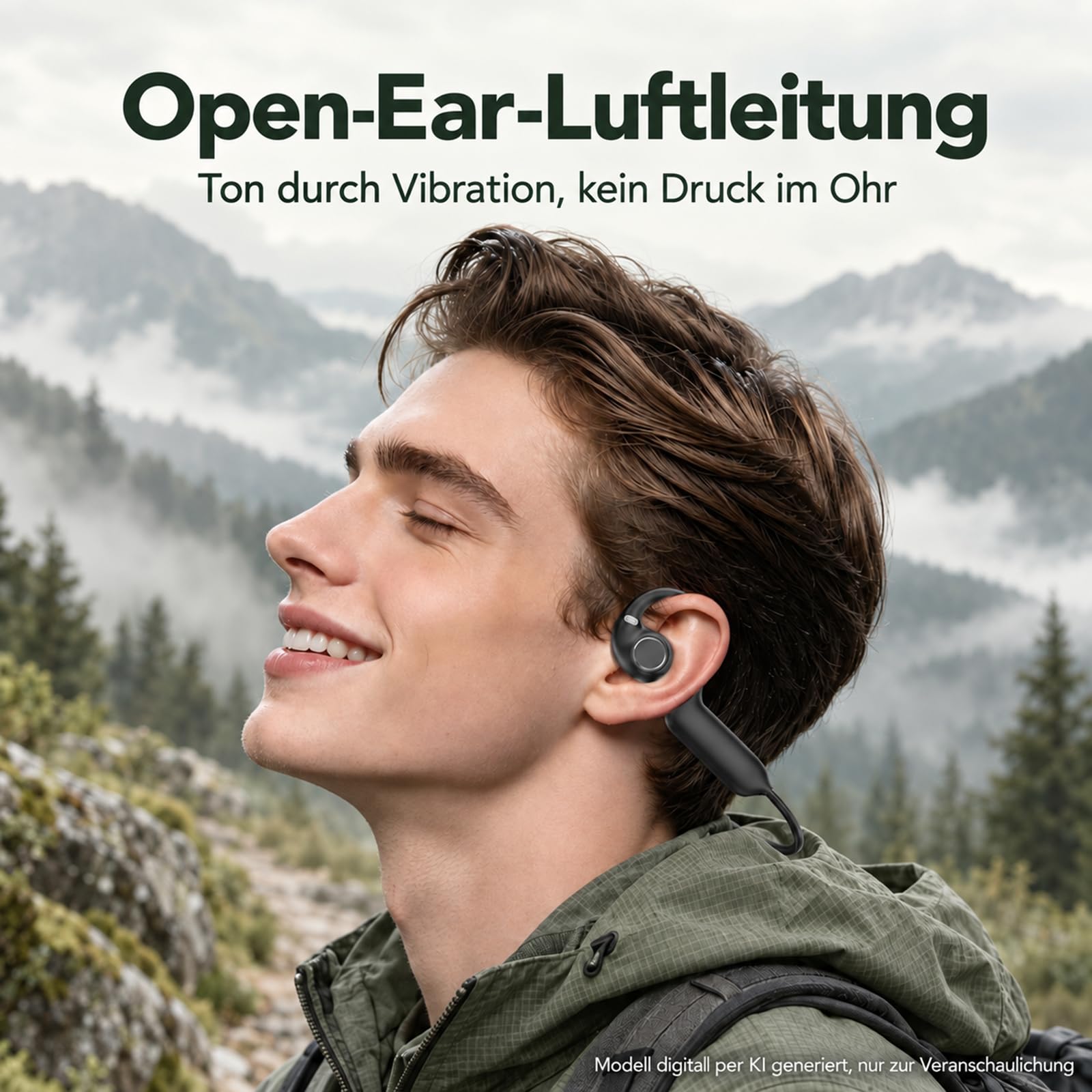 Knochenschall Kopfhörer mit 8MP Kamera, Open Ear Bluetooth Kopfhörer Kabellos, 1080P Video & EIS, KI-Übersetzung & Objekterkennung, 8GB Speicher, Sportkopfhörer für Radfahren, Laufen & Reisen