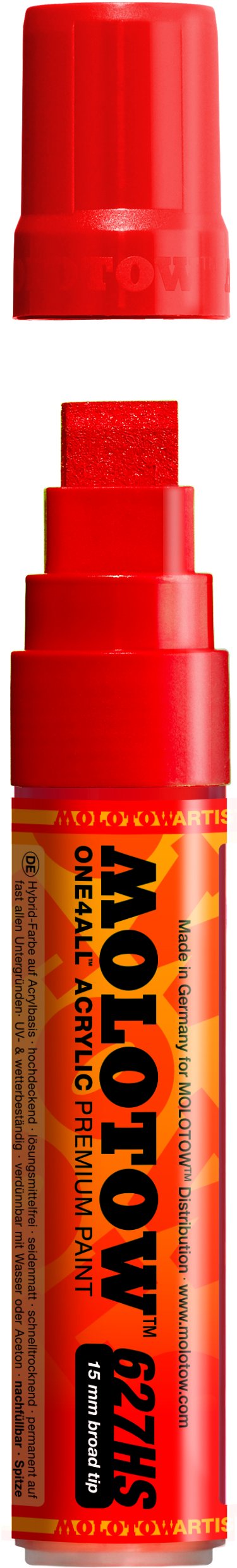 MOLOTOWONE4ALL Acrylic Paint Marker, 15mm, Traffic Red, 1 Each (627.202)