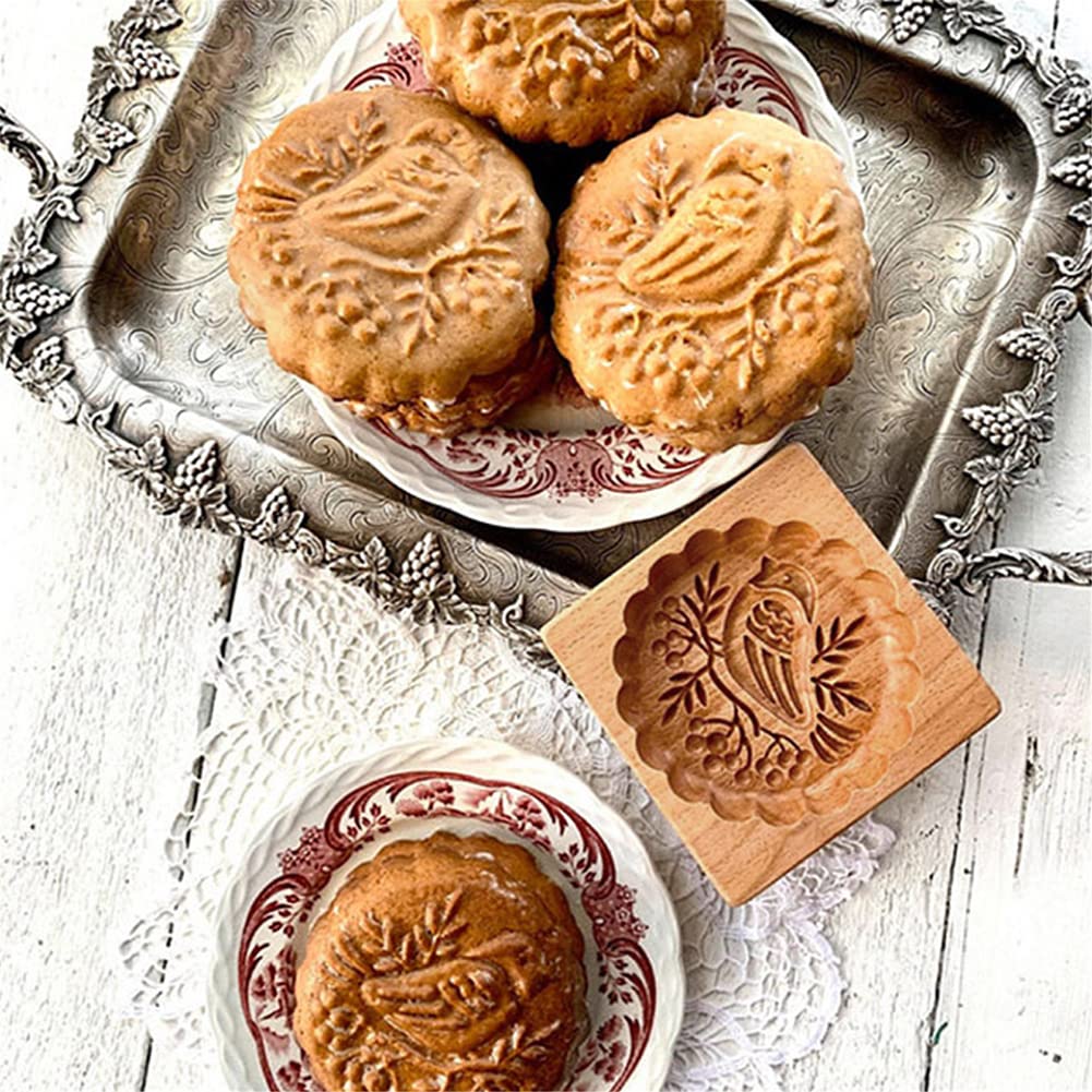 Keksausstecher, Hölzerne Plätzchenformen, Kekse, hölzerner Tiervogel-Ausstecher, drücken Sie 3D-Kuchenprägungs-Backform-Werkzeuge, Lebkuchen-Keks-Stempel-Backen