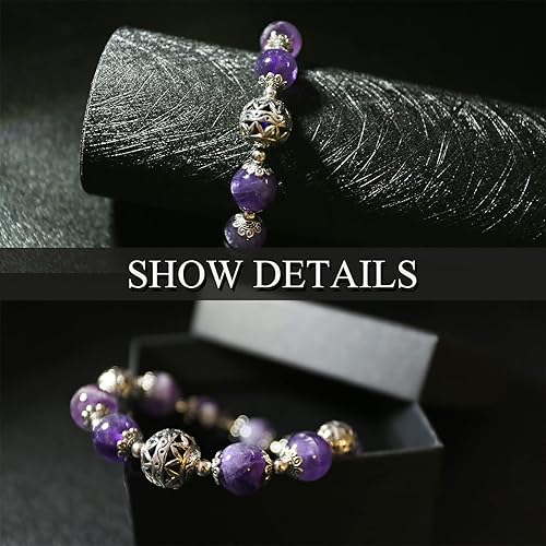 Miniatura 5 de KS-WORKSHOP 12MM Stretch Bracelet for Women Handmade Beads Chain Quality Natural Stone Amethyst Purple Crystal Beaded Girls ins Style Metal Link