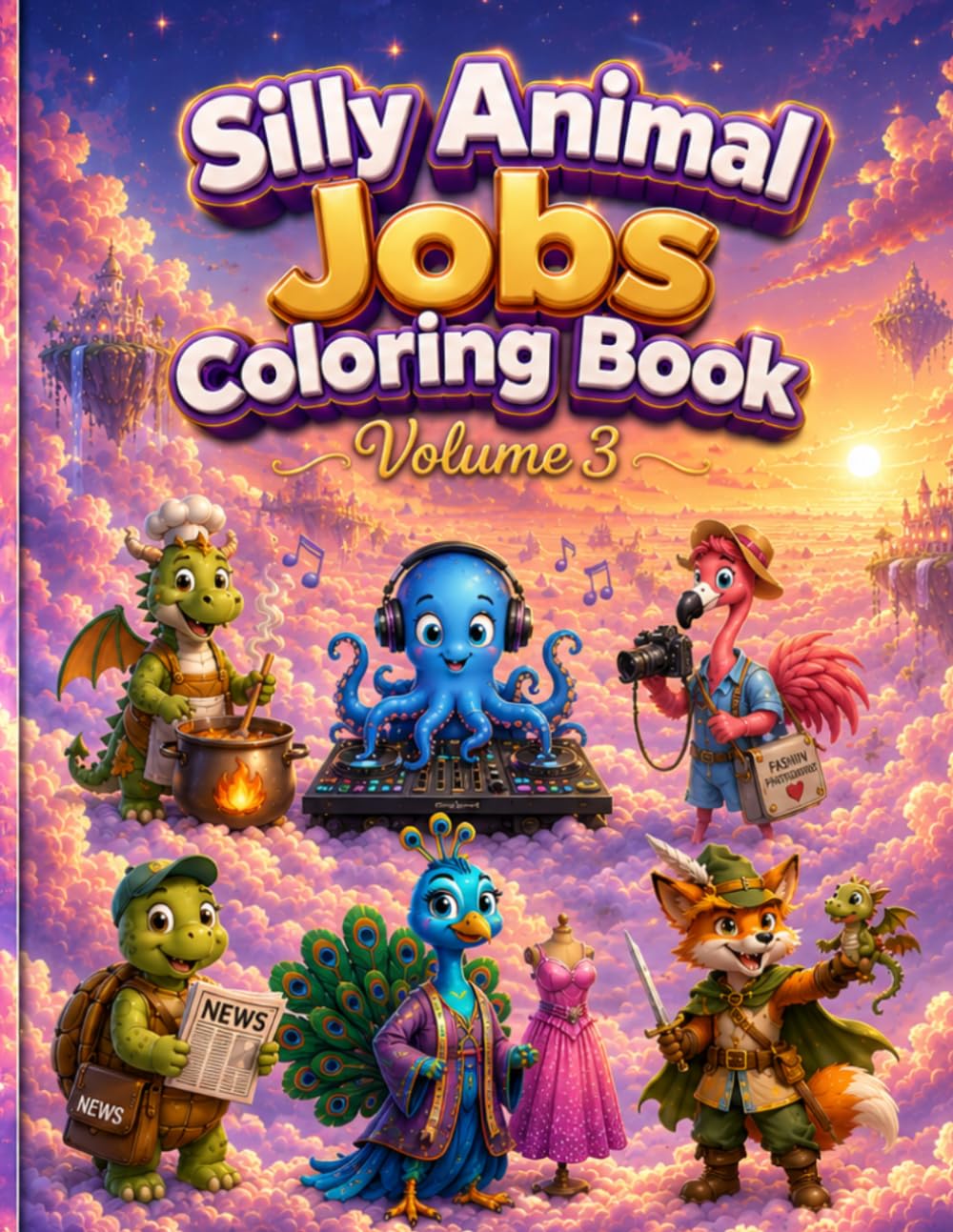 Silly Animal Jobs Coloring Book: Volume 3: 41 Brand New Funny and Magical Animal Careers for Kids Ages 4-8, Featuring Hilarious Characters, Fantasy ... for Hours of Fun (Funny animal jobs)