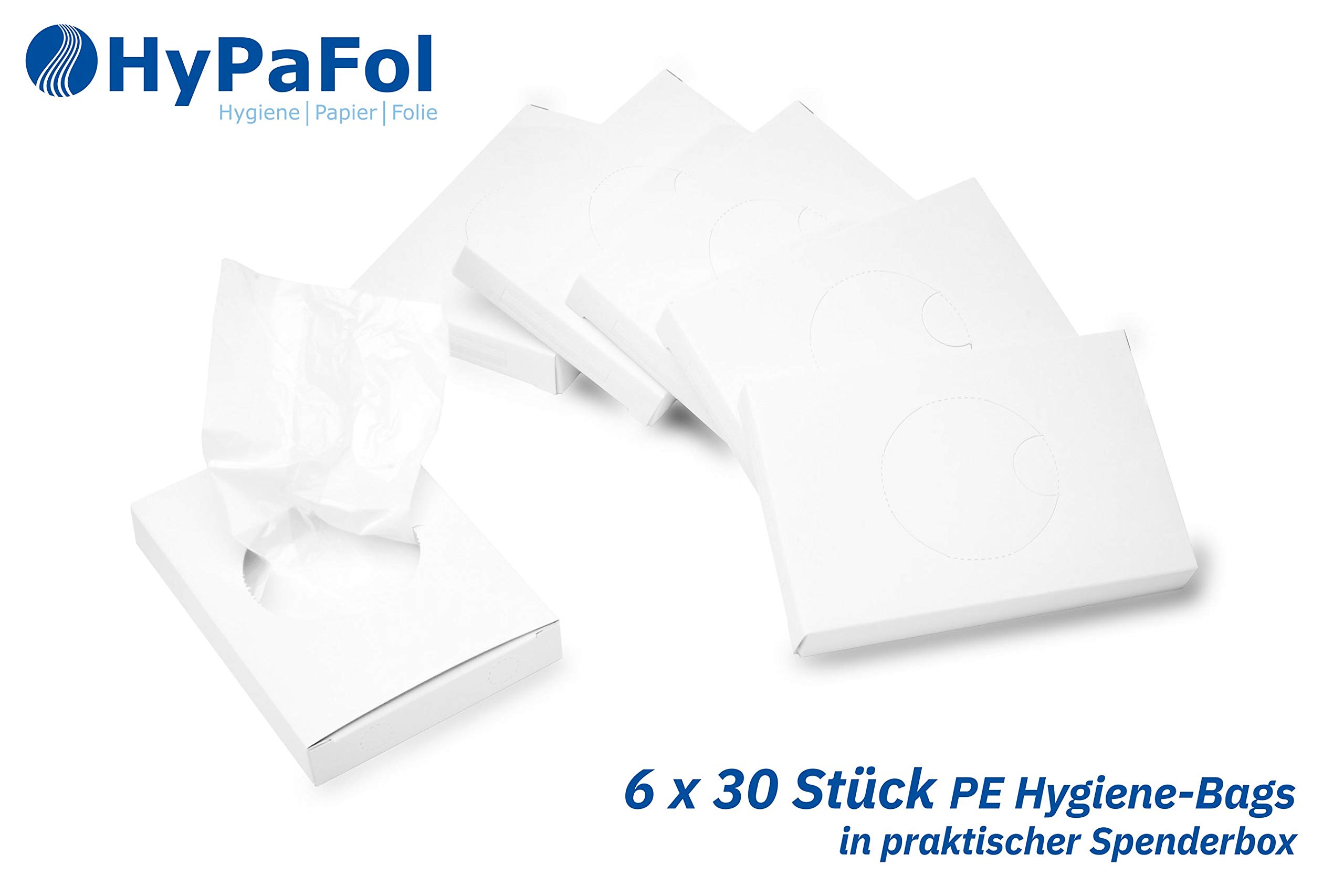 Hypafol 1 x robuster Hygienebeutelspender aus Edelstahl mit 6 x 30 Stück PE-Hygienebags | zur praktischen und hygienischen Entsorgung von Damen-Hygieneartikeln | zur Montage und Platzierung