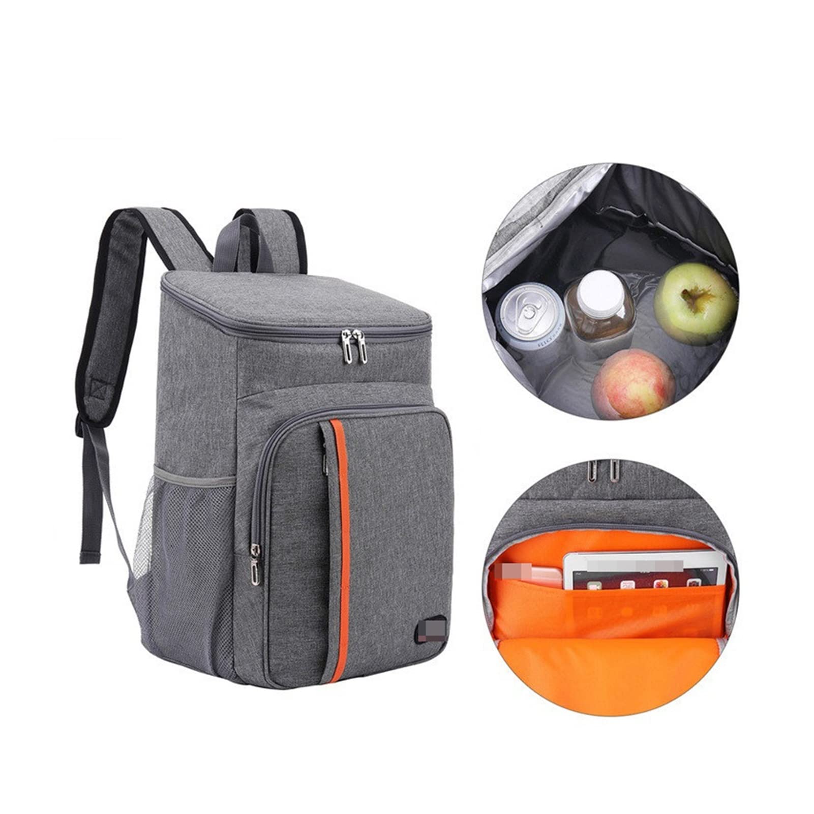 Cooler Backpack Cesta de picnic Cooler Box Almacenamiento para acampar Aislamiento térmico Al aire libre Naturaleza Caminata Almuerzo Comida Wwork Bag Mochila para acampar en la playa (Gris 1)