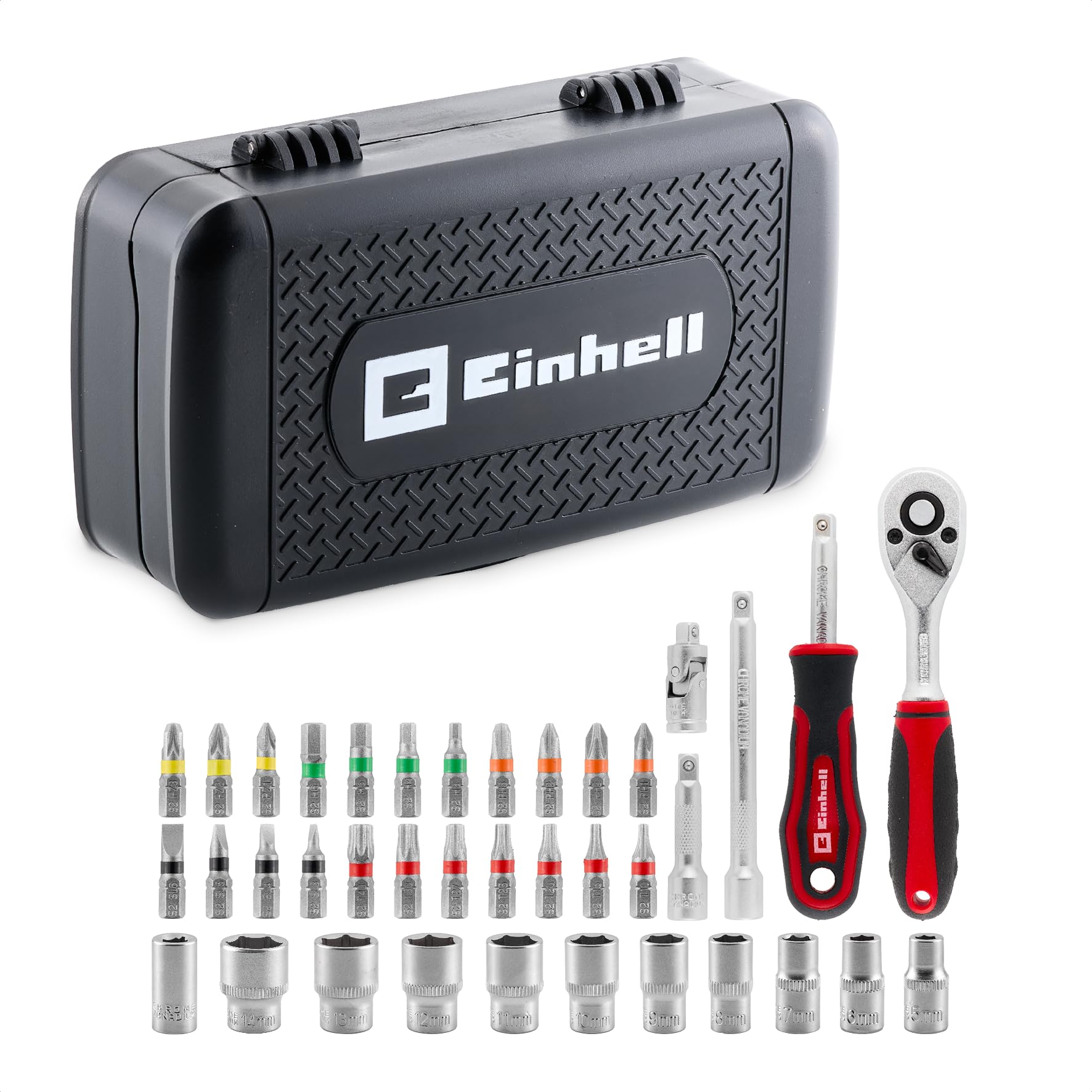 Einhell Set de 38 pièces avec embouts et douilles en acier S2