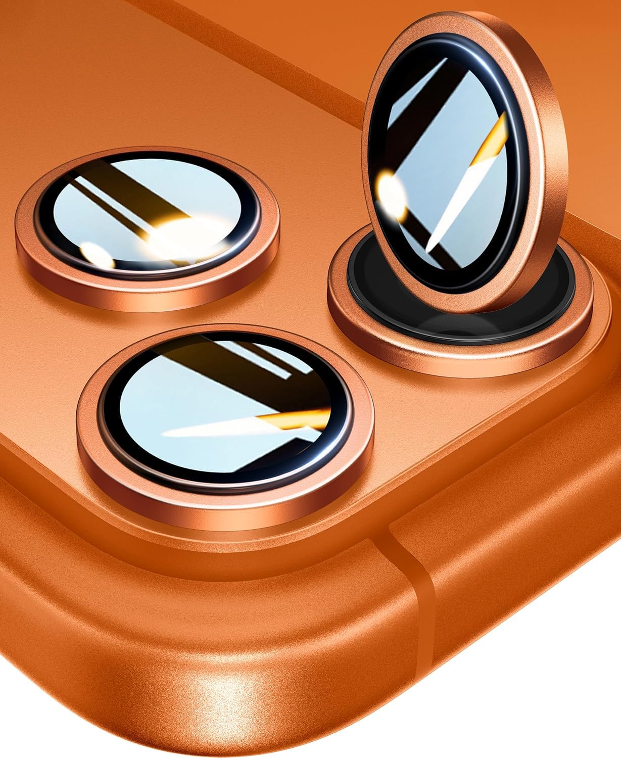GadgetBite Orbix Lens Protector Compatible With iPhone 17 Pro & 17 Pro Max – 9H Tempered Glass Camera Cover with Metal Ring, Scratch-Resistant,Camera Lens Protection - Orange-image-12