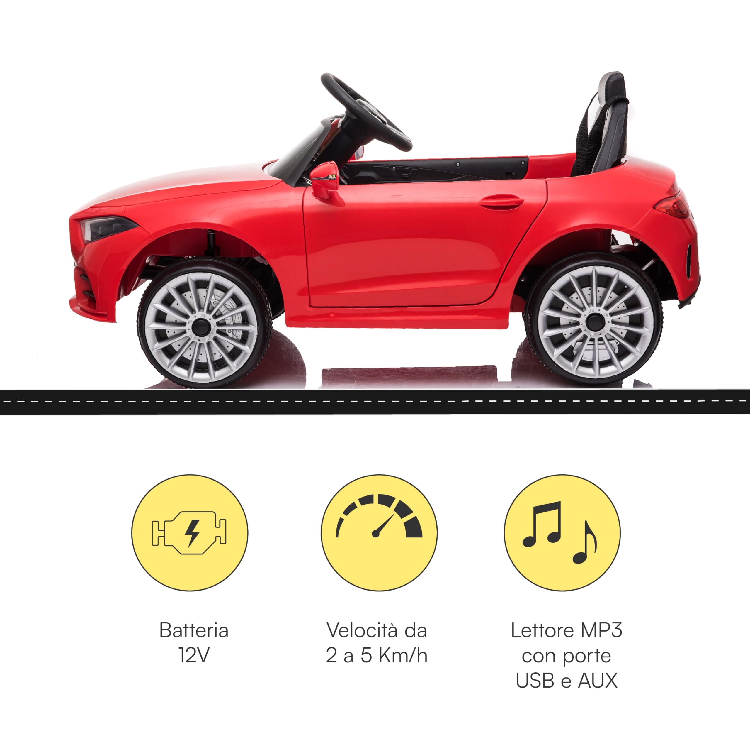 Baroni Toys Macchina Elettrica per Bambini Mercedes AMG Baby car Elettrica Full Optional Rossa, Auto Telecomandata con Sedile in Plastica e Porte Apribili, Batteria 12V, Carico fino a 30 Kg