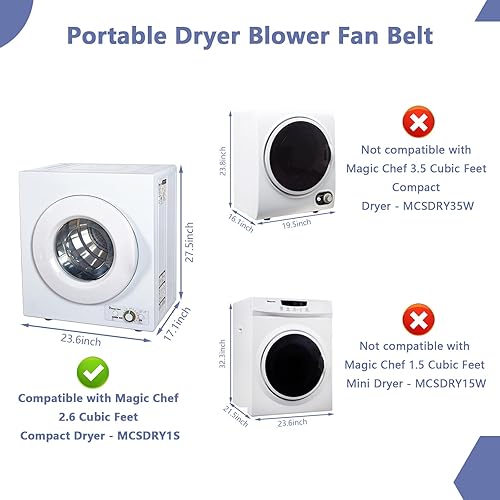 Miniatura 5 de R&DOG - Cinturón de ventilador portátil para secadora Magic Chef de 2.6 pies cúbicos, MCSDRY1S