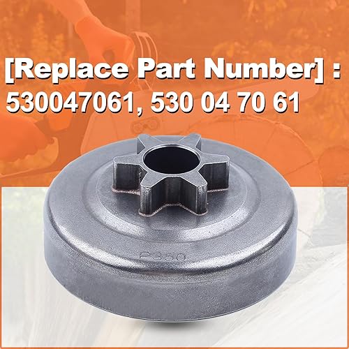 Miniatura 2 de Tambor de piñón de accionamiento de embrague 3/8"-6T para Husqvarna 36 41 136 137 141 142 motosierra 530047061, 530 04 70 61