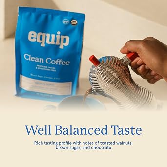 Equip Foods Clean Coffee | Gold Standard, Certified Organic, Fair Trade, Regenerative | Medium Roast, Whole Bean, Nicaragua | Brown Sugar+Chocolate+Citrus
