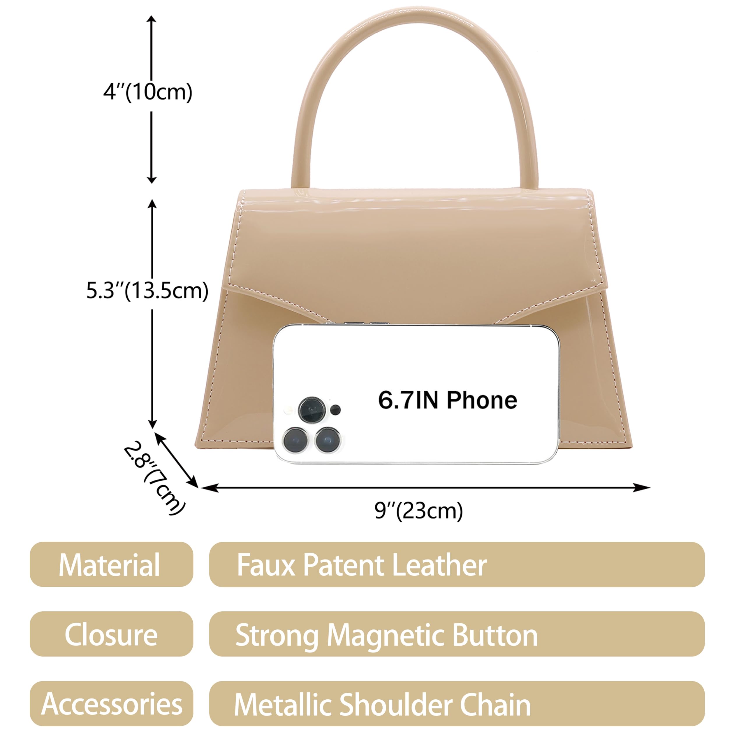 Pochette da donna in finta pelle laccata, per matrimonio, piccola pochette con tracolla