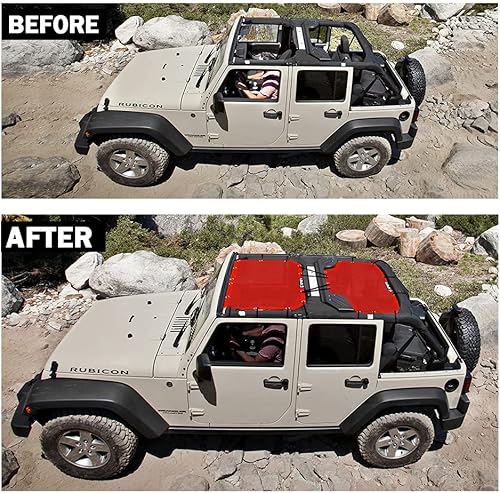 Miniatura 10 de Xprite Parasol compatible con Jeep Wrangler JK JKU 2007-2018, malla de parasol delantero y trasero de 4 puertas, 2 piezas de cubierta superior para