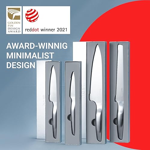 Miniatura 9 de HAST Juego de cuchillos de 4 piezas de diseño premium, juego de cuchillos profesionales afilados de acero al carbono japonés, ligero, ergonómico y
