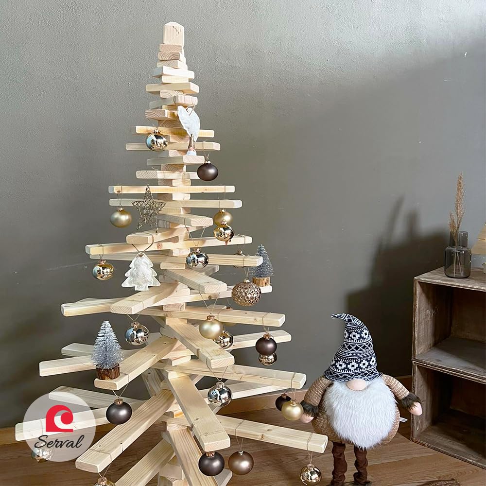 Sapin de Noël en bois naturel, 1,50 m