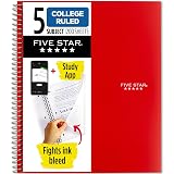 Five Star Spiral Notebook + Study App, 5 Subject, College Ruled Paper, Fights Ink Bleed, Water Resistant Cover, 8-1/2" x 11", 200 Sheets, Color Will Vary (06208) – view 1