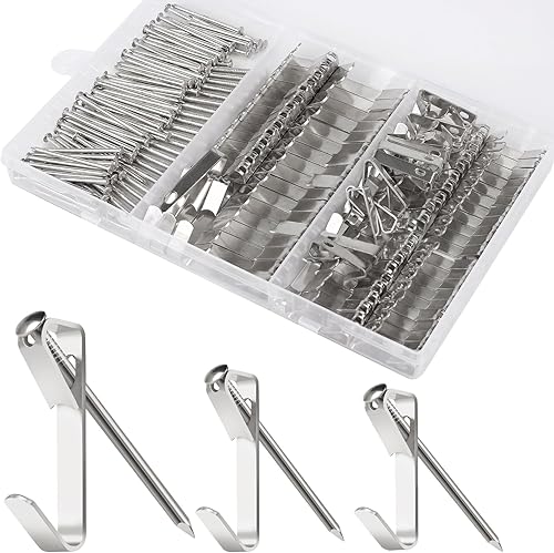 Kit de 184 piezas para colgar cuadros, 20 libras, 30 libras y 50 libras, ganchos metálicos para colgar cuadros con clavos, en paneles de yeso, pared