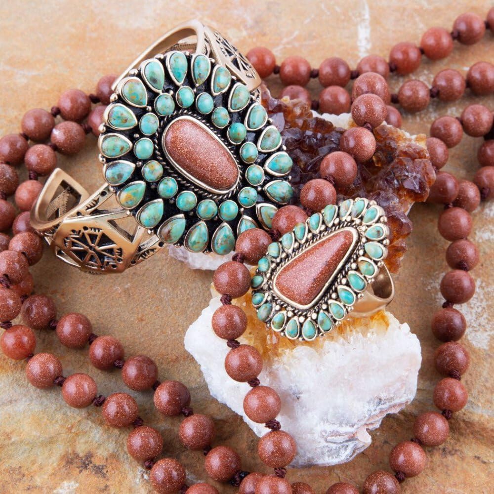Sedona Turquoise Goldstone Statement Ring