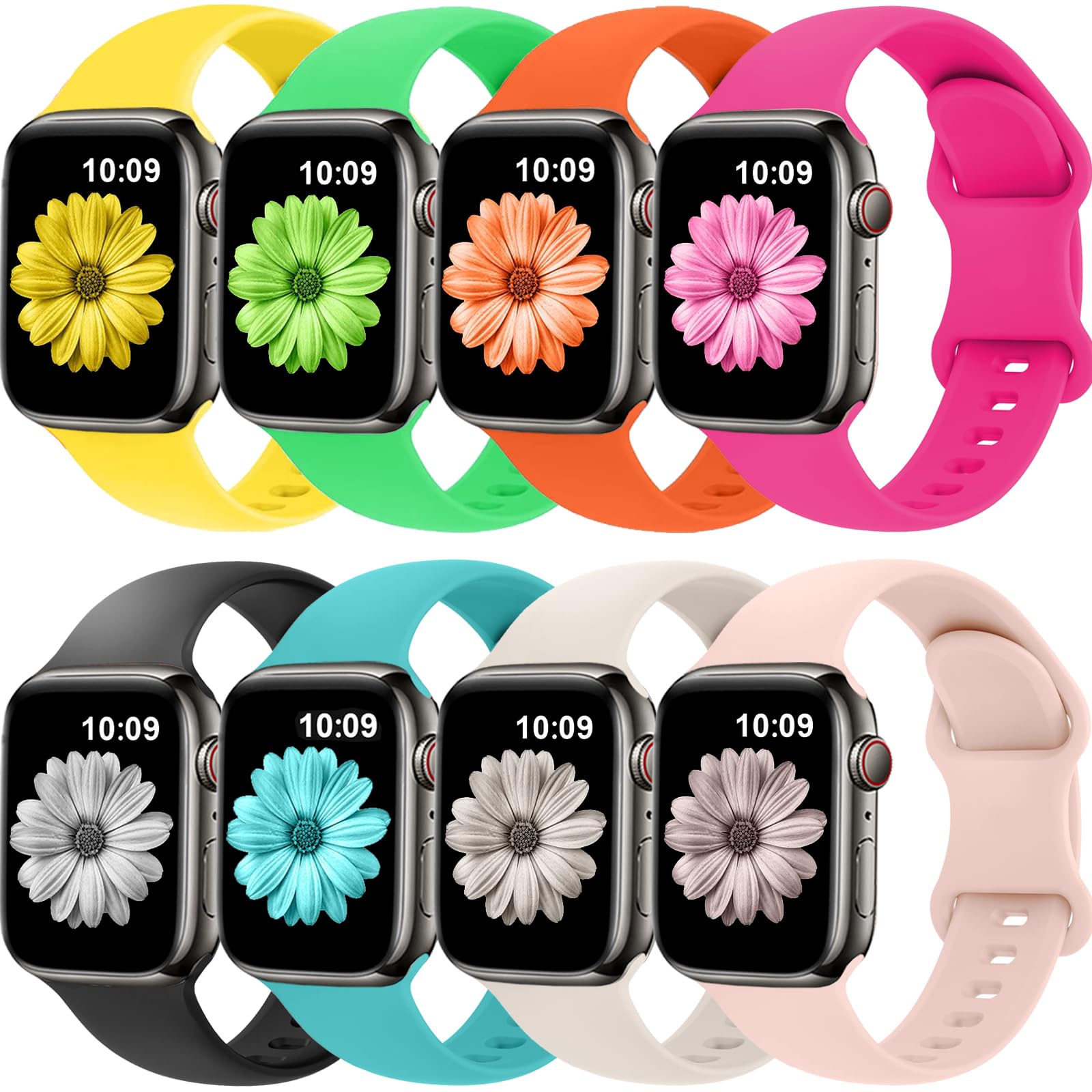 Womdeayo Bands Compatible with Apple Watch Band 38mm 40mm 41mm 42mm 44mm 45mm 49mm for Women Men,Silicone iWatch bands Replacement Strap Wristbands for iWatch Series 9 8 7 6 5 4 3 2 1 SE Ultra.