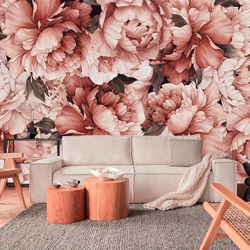 Miniatura 2 de Papel tapiz floral de peonía rosa para dormitorio, sala de estar, baño, oficina (no se pega ni se pega)