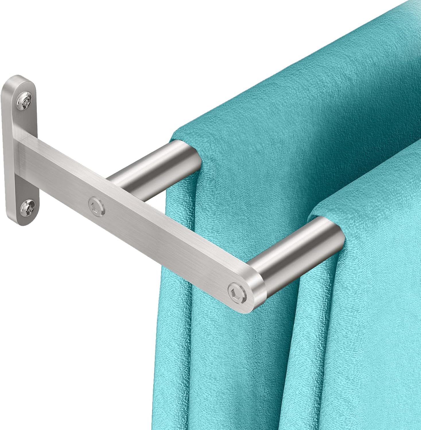 YUMORE Double Towel Rail Wall Mounted 80CM Bathroom Towels Holder Stainless Steel Dual Rod Long Bath Sheet Bar Rack for Bathroom Toilet Brushed - Image 3