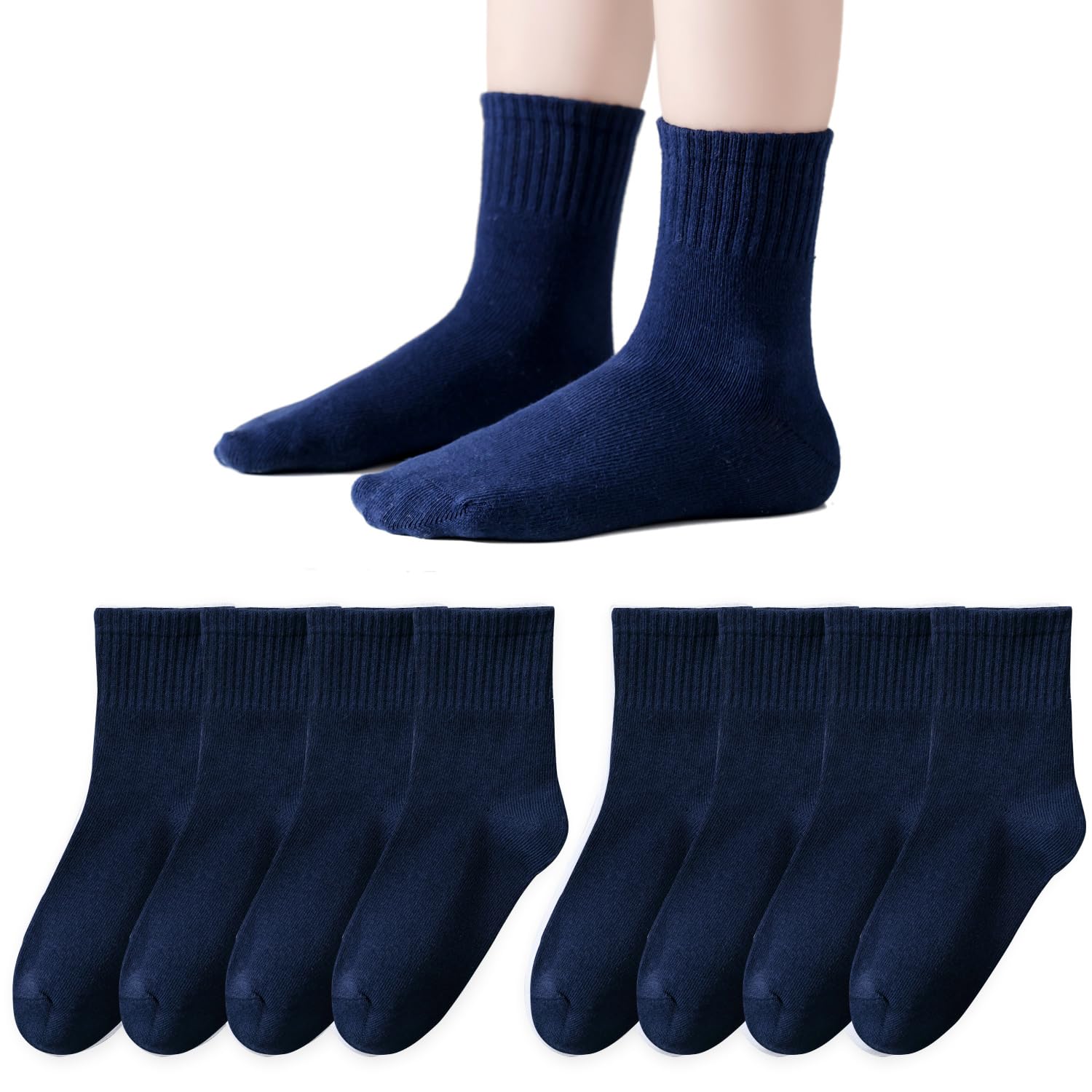 EPEIUS Kids Crew Socks Seamless Cotton Dress Socks for Boys Girls 1-15Y