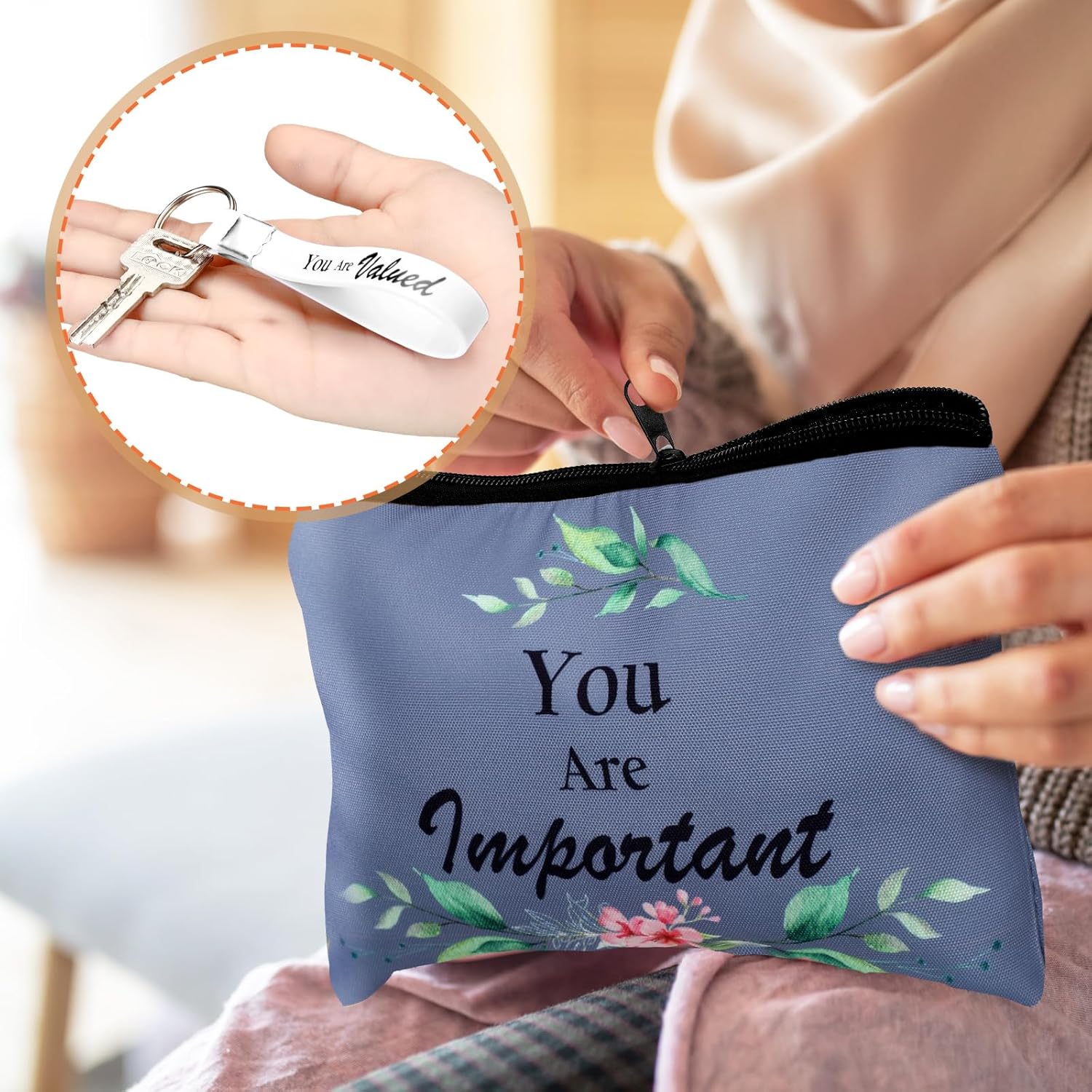 Feifeiya 40 Pcs Mothers Day Gifts Bulk for Church Christian Makeup Bag CNA Week Religious Keychain Scripture Mirrors Gifts Bible Verse Lip Balm Holder for Women Mom Church Party Favors(Dark Color)