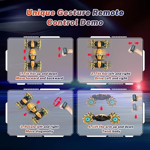 Miniatura 7 de Gesto RC Car, 2.4Ghz 4WD controlado a mano, auto RC con detección de gestos, auto de acrobacias RC con control remoto 360 giratorio Drift RC Car RC