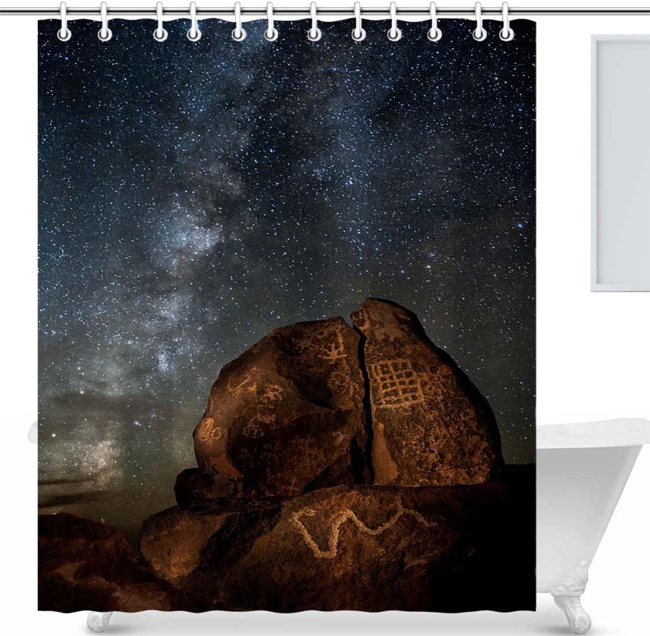 Nature Waterproof Shower Curtain Set with Hooks Foggy Day in Spain Nature and Landscape Bathroom Shower Curtain Set with Hooks Bathroom Décor 60x72 Inch