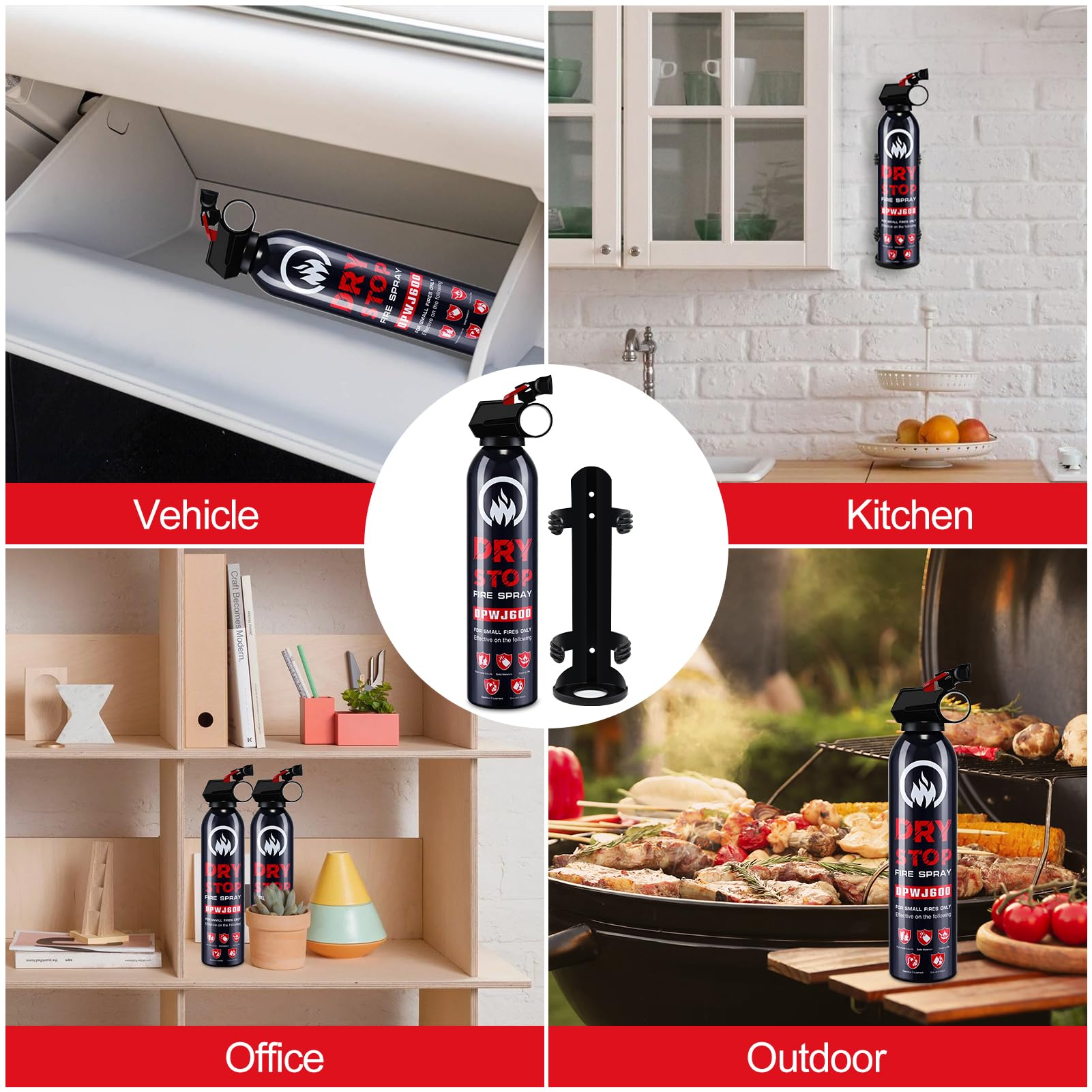 4 Pack Dry Powder Fire Extinguisher - Portable Dry Chemical Fire Extinguisher for Home, Car, Garage, Kitchen - Works on Electrical, Grease and More