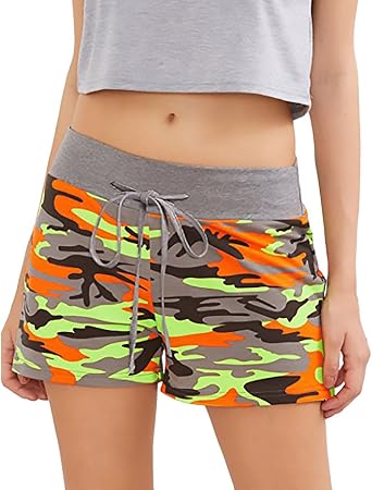 Crystallly Shorts Mujer Elegante Verano Deporte Running Cordón Camuflaje  Pantalon Corto Estilo Simple Moda Casual Gym Pantalones Deporte (Color :  Naranja, Size : L): Amazon.es: Ropa