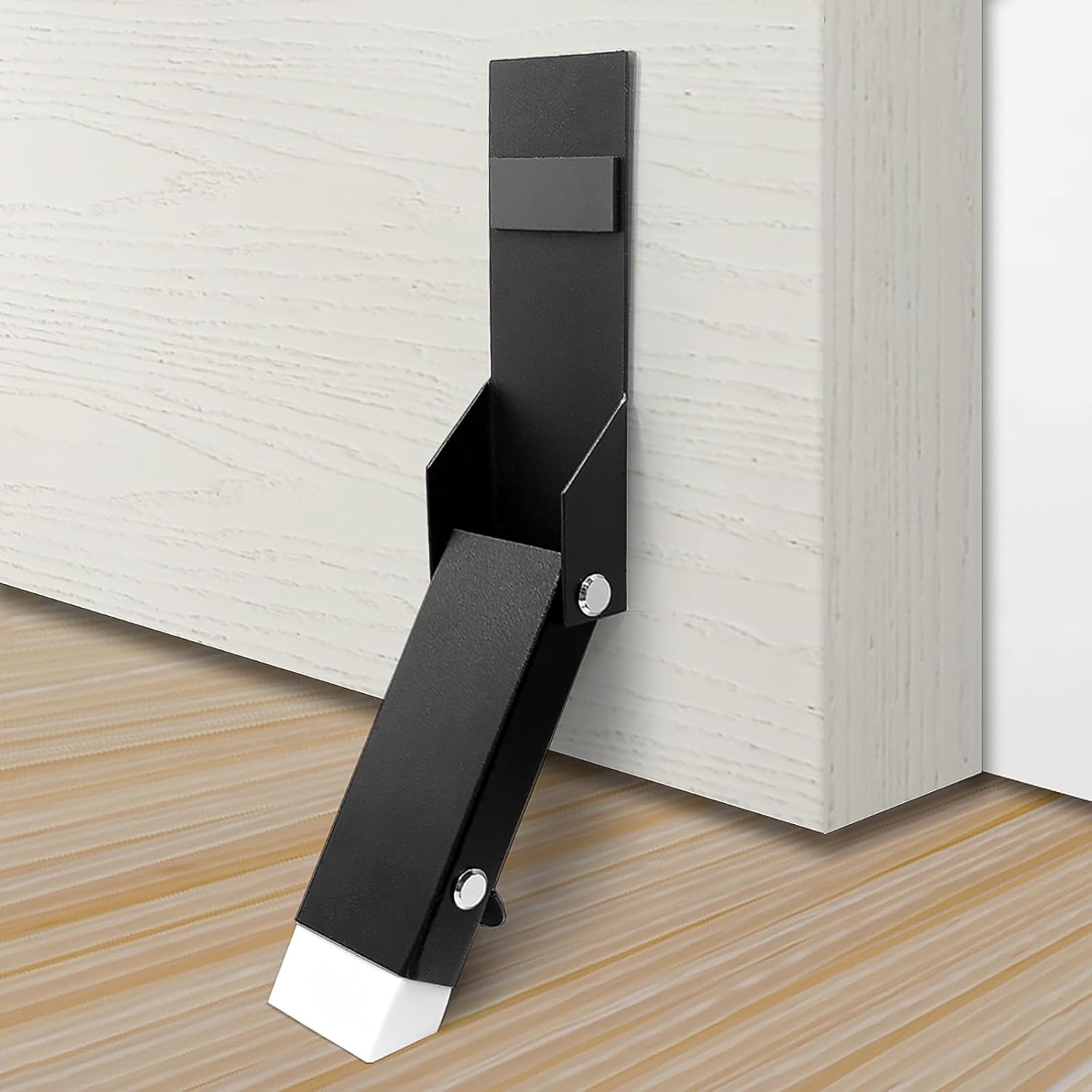 Self Adhesive Door Stoppers for Bottom of Door, No Drilling Door Stop Hold Door Open, Doorstop Holder with Rubber Tip, One Touch Kickdown Door Stop, Doorstopper Door Wedge, 2 Pack