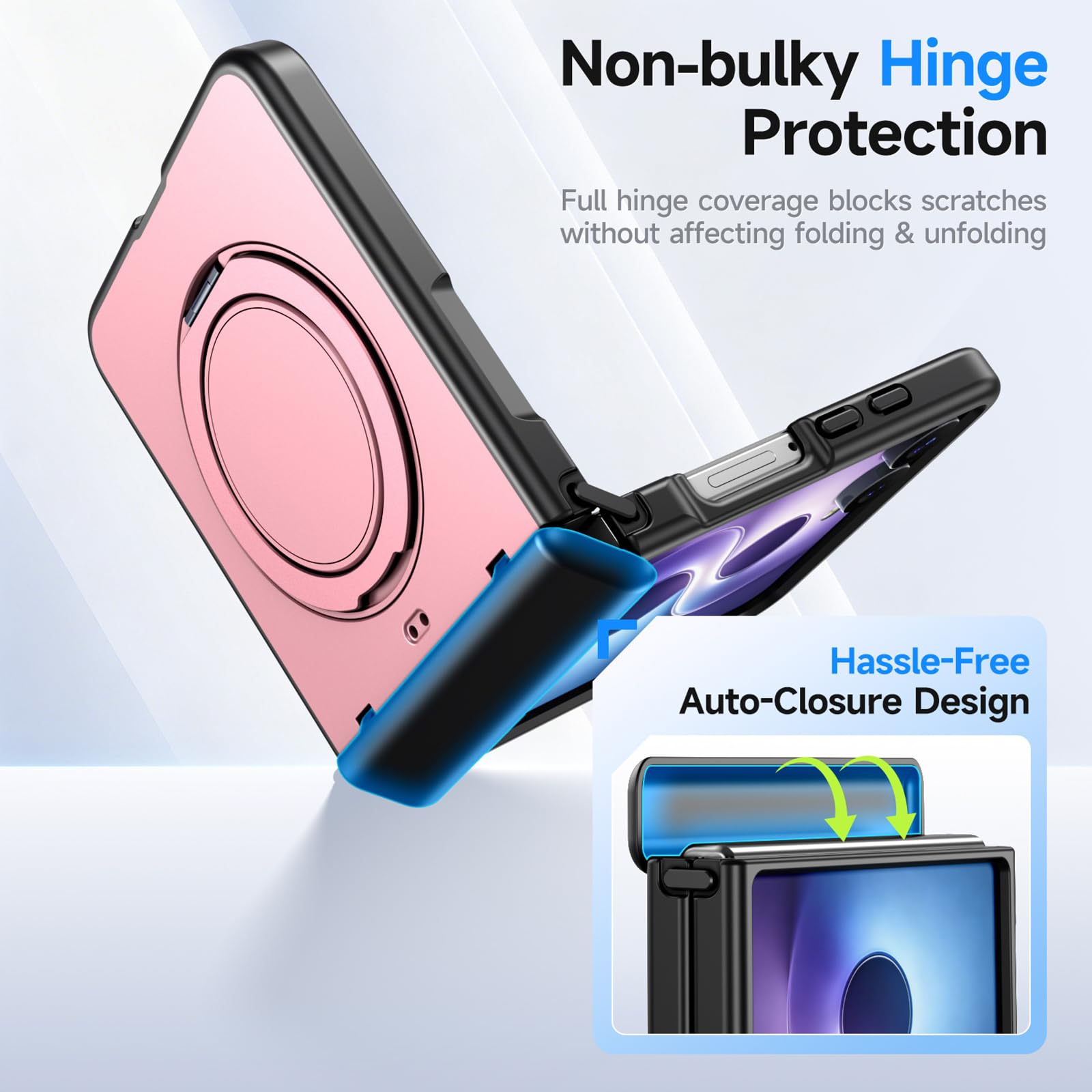 Magnetyczne etui do Samsung Galaxy Z Flip 8, obrotowa metalowa podstawka