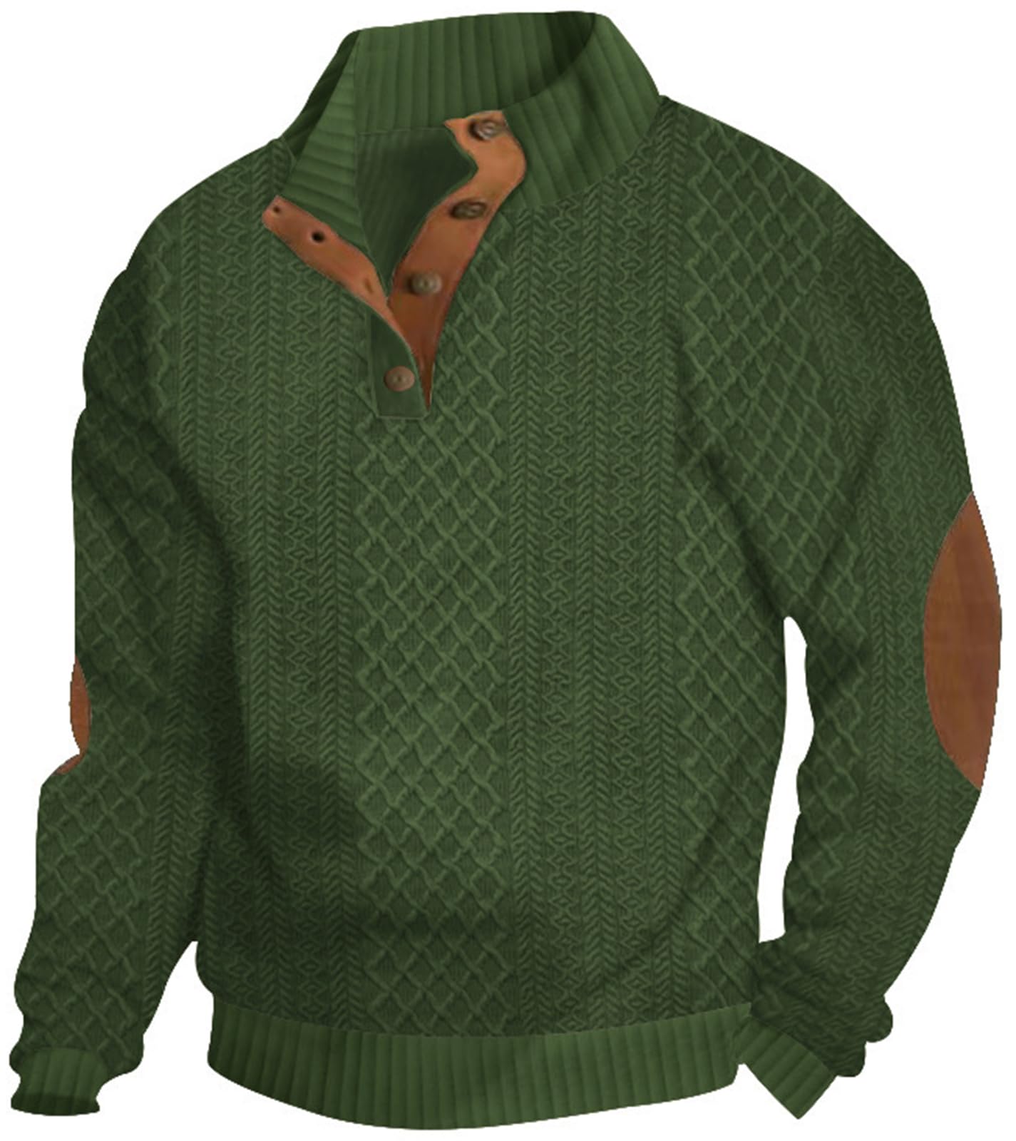 PADOLA Felpa Uomo a Collo Alto con Bottoni Jacquard Maglione Elegante Manica Lunga Fit Classico Giaccone Casual Morbido Outfit Autunno Inverno